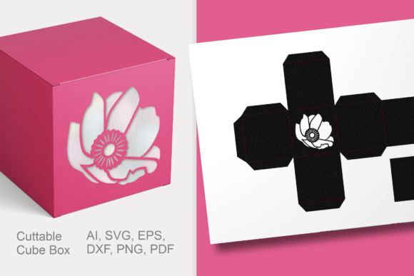 Download Anemone Flower Cube Gift Box Template - Cube Collection