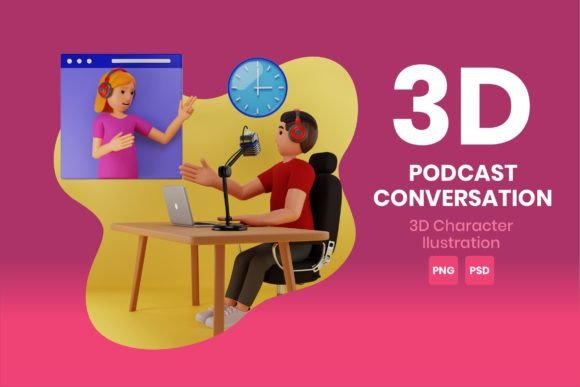 Download Podcast Conversation 3D Character - Conversation Collection