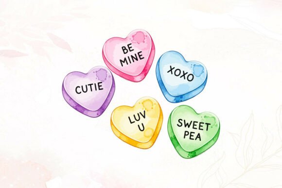 Download Watercolor Valentine Candy Conversation - Conversation Collection